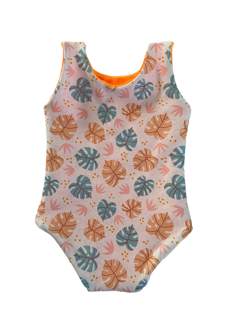 3-6M Madelyn - Bright Monstera + Orange ribbed