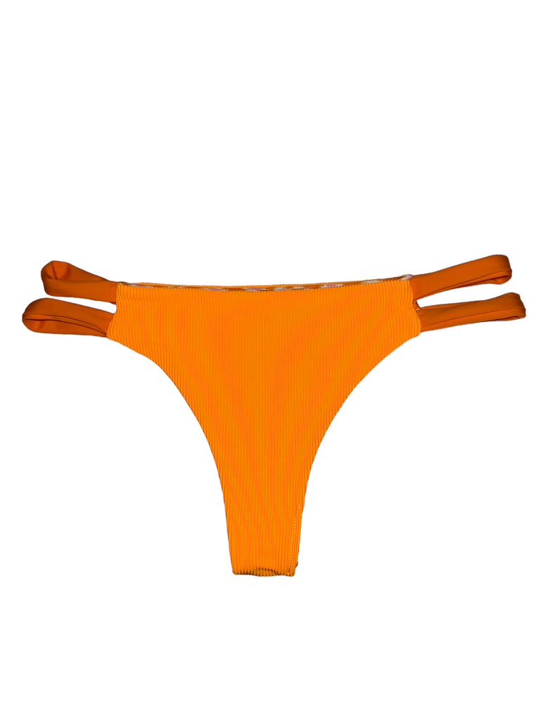 S Anini Bottom - Ikat Flower + Neon Orange Ribbed