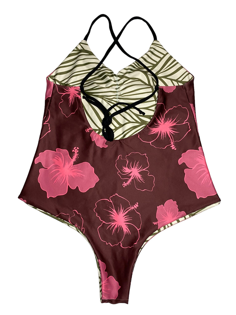 XL Noelle one piece - Hibiscus + Greens