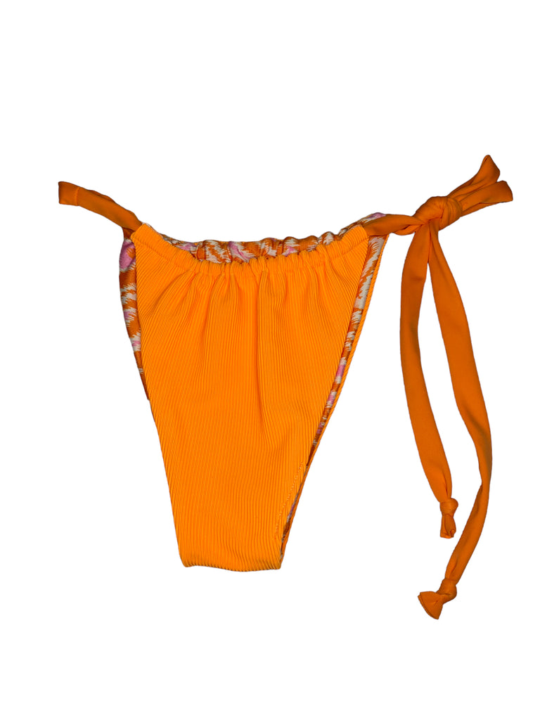 S Kalei Bottom: Ikat Flower + Neon Orange Ribbed