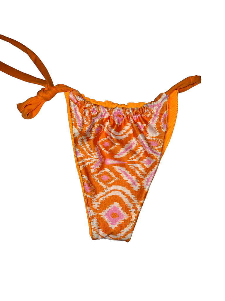 S Kalei Bottom: Ikat Flower + Neon Orange Ribbed