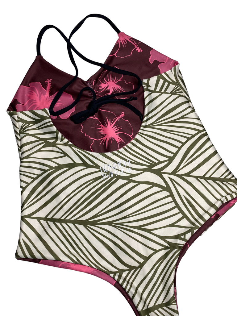 XL Noelle one piece - Hibiscus + Greens