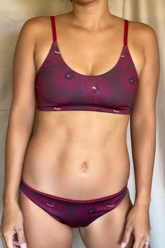 Sport top (L): Pink Hibiscus + Espresso