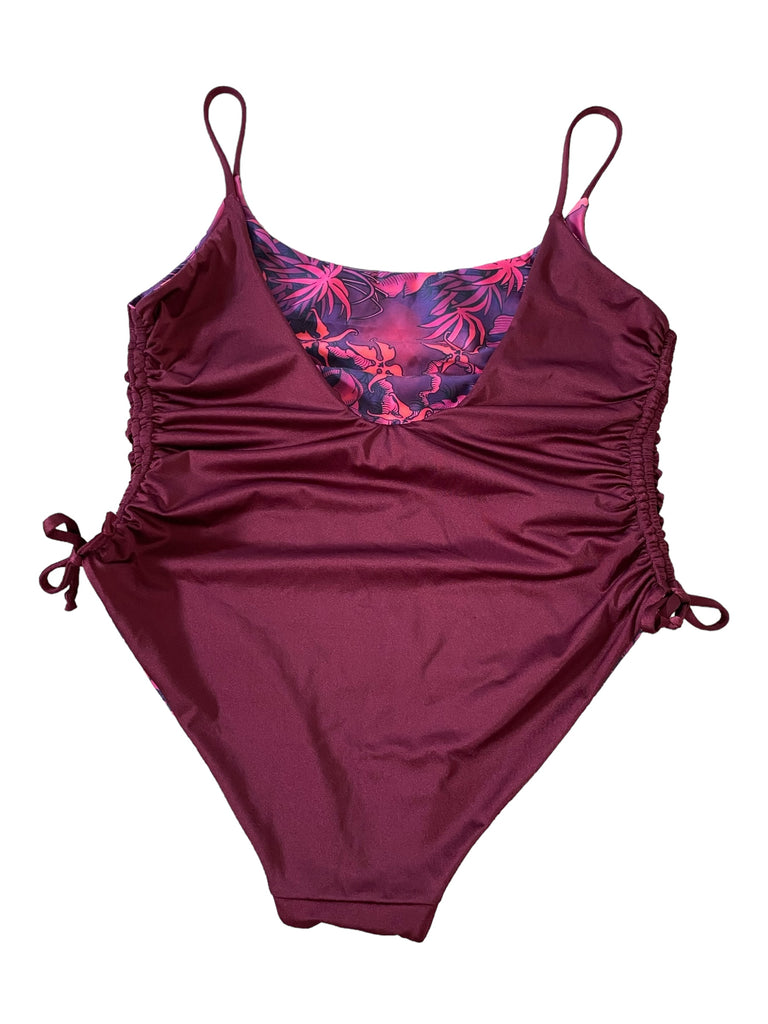 (XXL) Side-scrunch Onesie: Moody Jungle + Wine