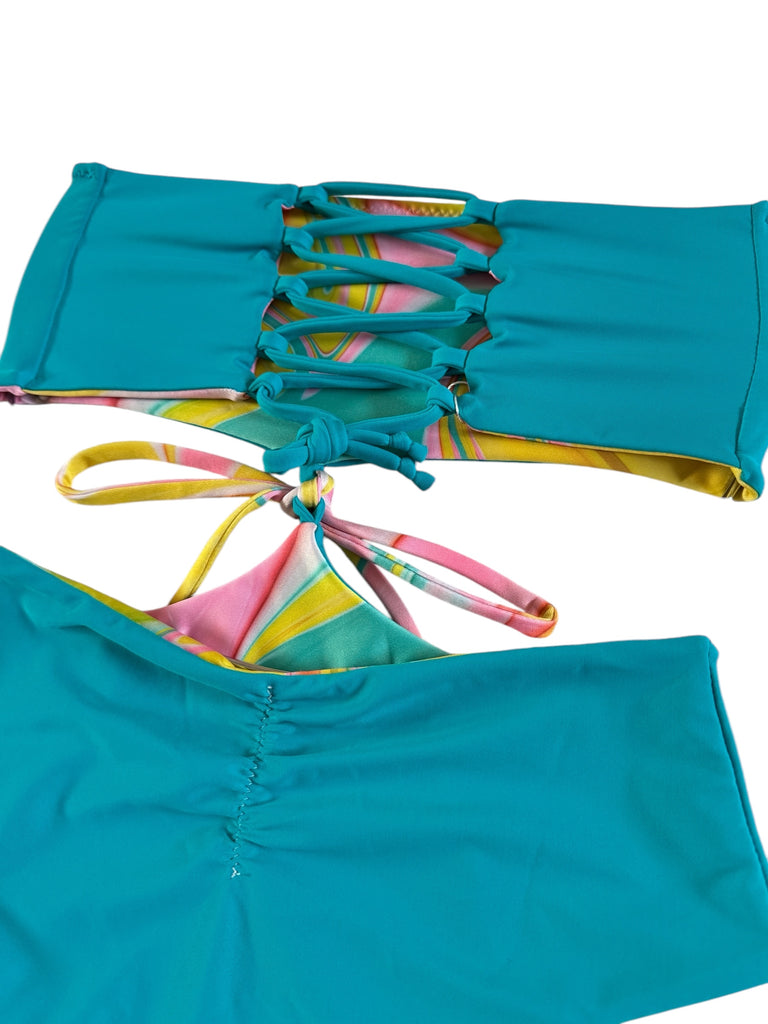 (S) Pristine monokini - Candy Swirl + Teal