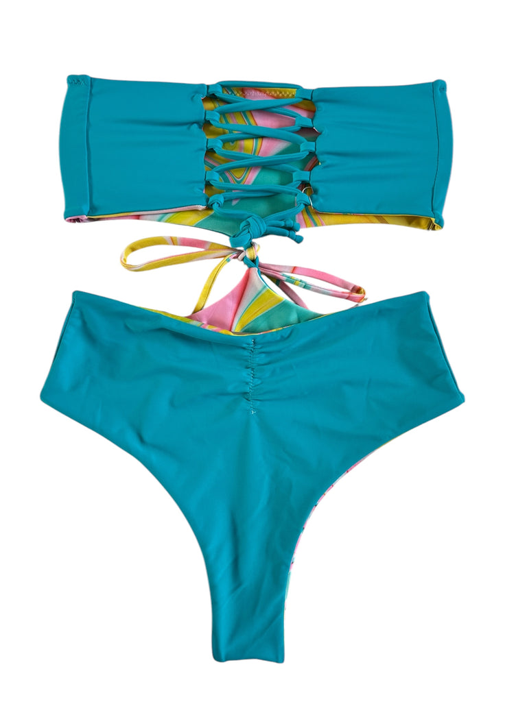 (S) Pristine monokini - Candy Swirl + Teal