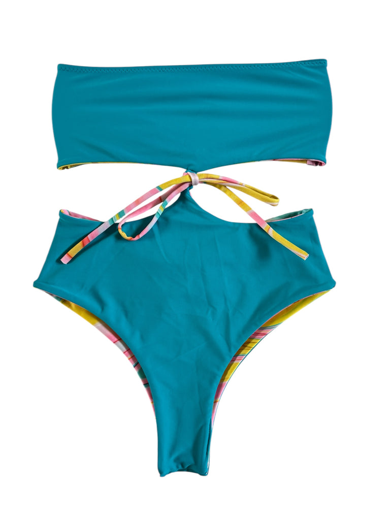(S) Pristine monokini - Candy Swirl + Teal