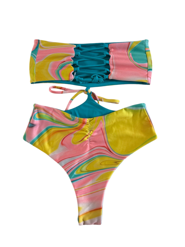 (S) Pristine monokini - Candy Swirl + Teal