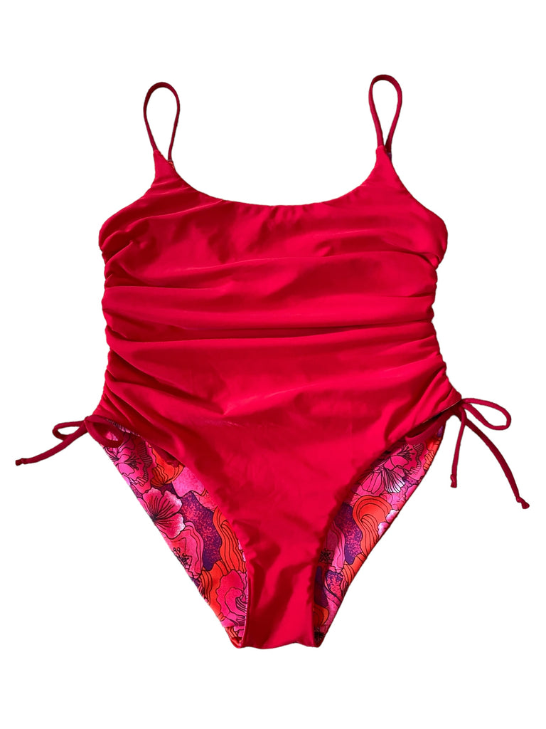 (L) Side-scrunch Onesie: Summer + Red