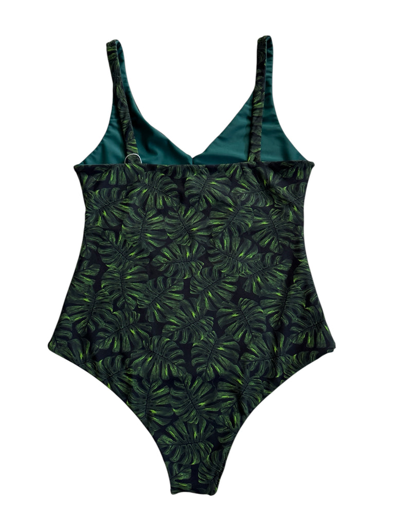 (M) Split Onsie: Dark Monstera + Green