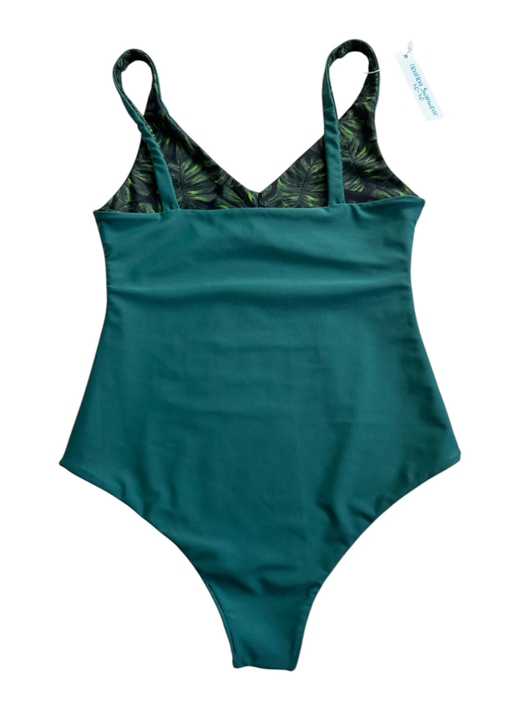 (M) Split Onsie: Dark Monstera + Green