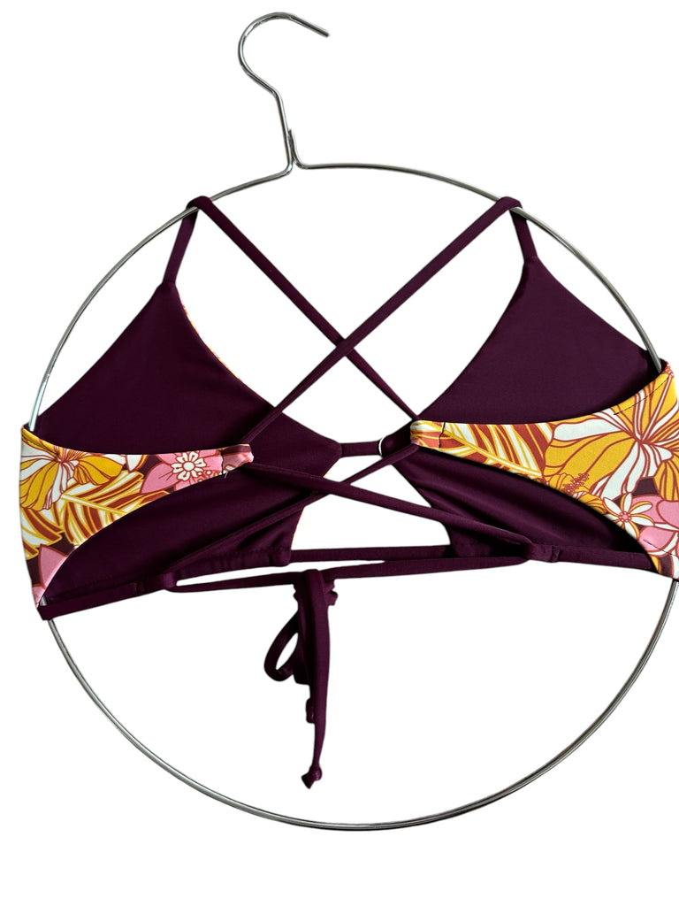 (M) Ivy top: Pink/Golden Floral + Plum