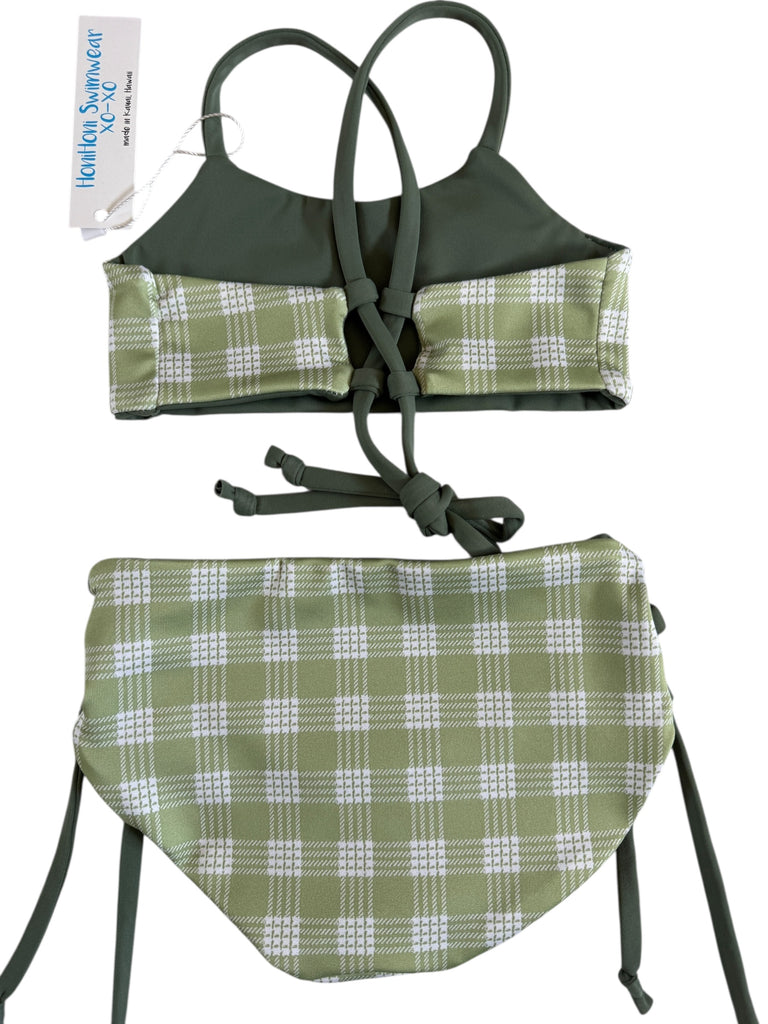 Girls MJ set (2/3T): Green Palaka + Sage