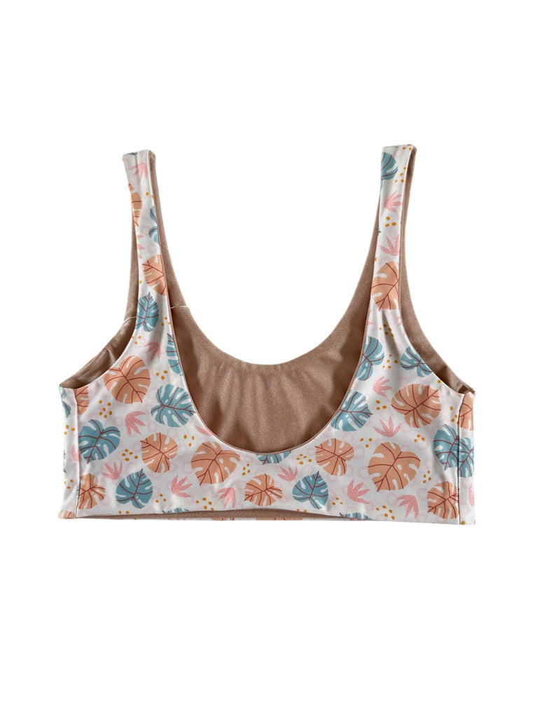 (XS) Lei top: Bright Monstera + Champagne