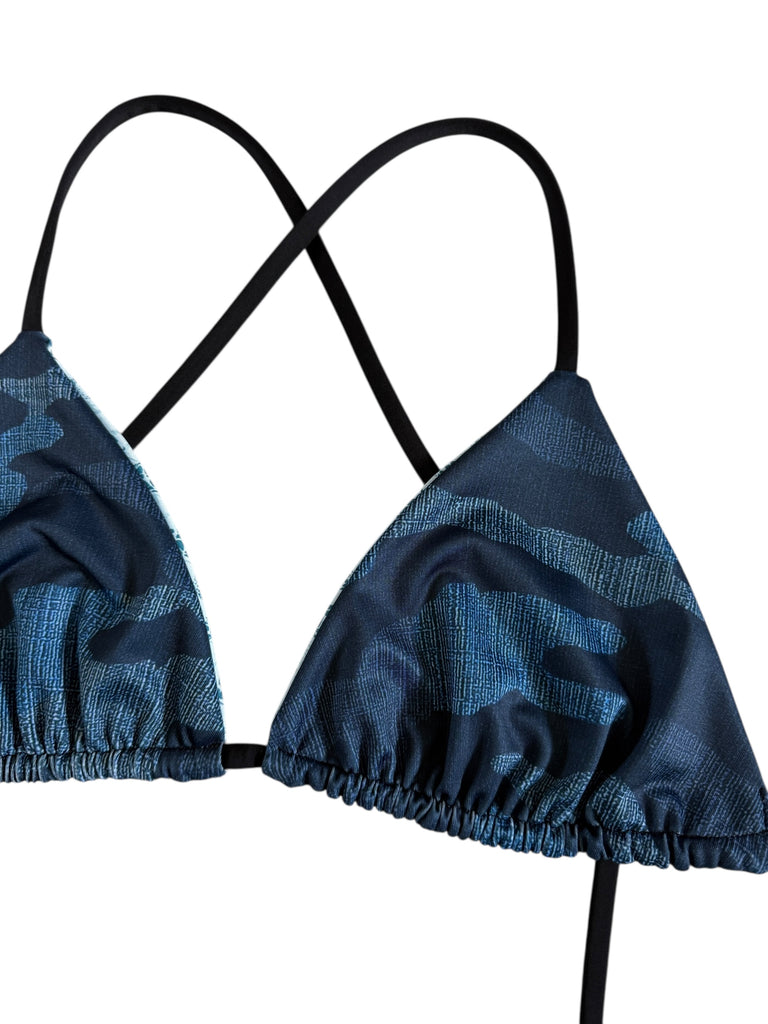 Ava top (L): Blue Shells + Blue Camo