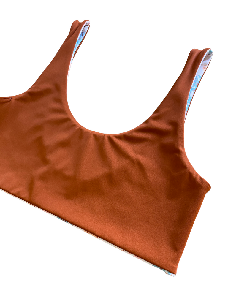 L Lei top - Bright Monstera + Rust