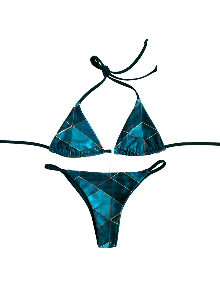 XS - Ava Top - Angles + Deep Green